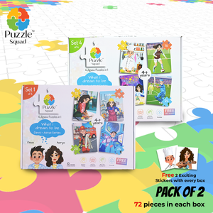 Puzzle Squad™ 4 in 1 Jigsaw Puzzle with 144 Pieces (Combo Pack of 2) | Educational Toys Board Game | What I Dream to be Deva – Aarya Series | Fun & Challenging Cardboard Puzzle