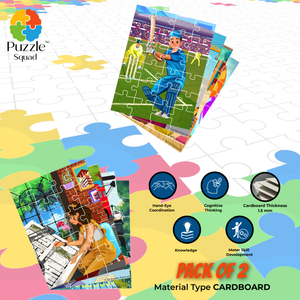 Puzzle Squad™ 4 in 1 Jigsaw Puzzle with 144 Pieces (Combo Pack of 2) | Educational Toys Board Game | What I Dream to be Deva – Aarya Series | Fun & Challenging Cardboard Puzzle