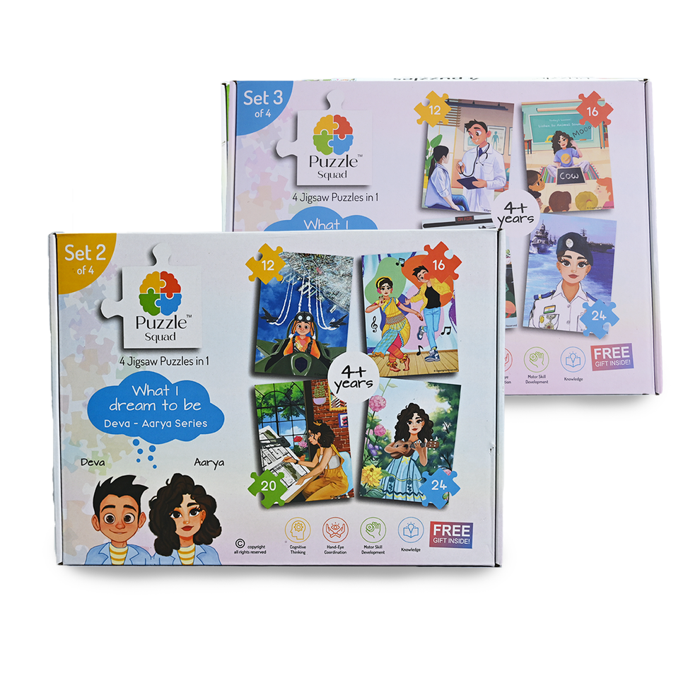 Puzzle Squad™ 4 in 1 Jigsaw Puzzle with 144 Pieces Pack of 2
