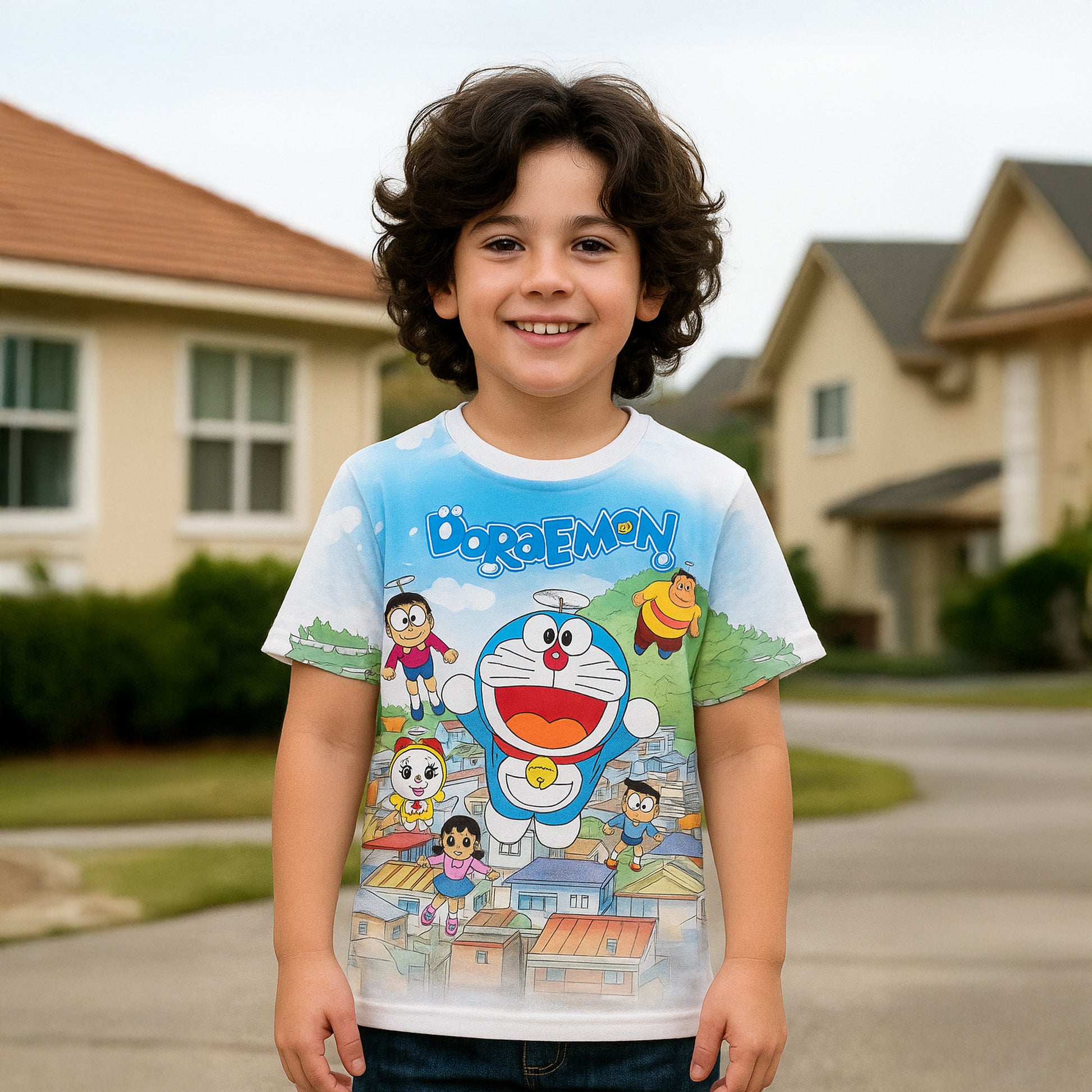 Doraemon New Kids AOP Sports T-Shirt