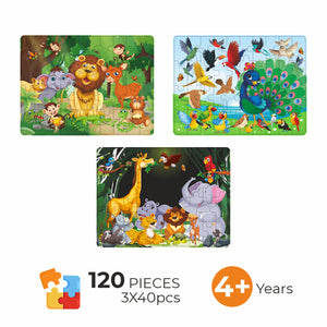 3 in 1 Jigsaw Puzzle Animals and Birds