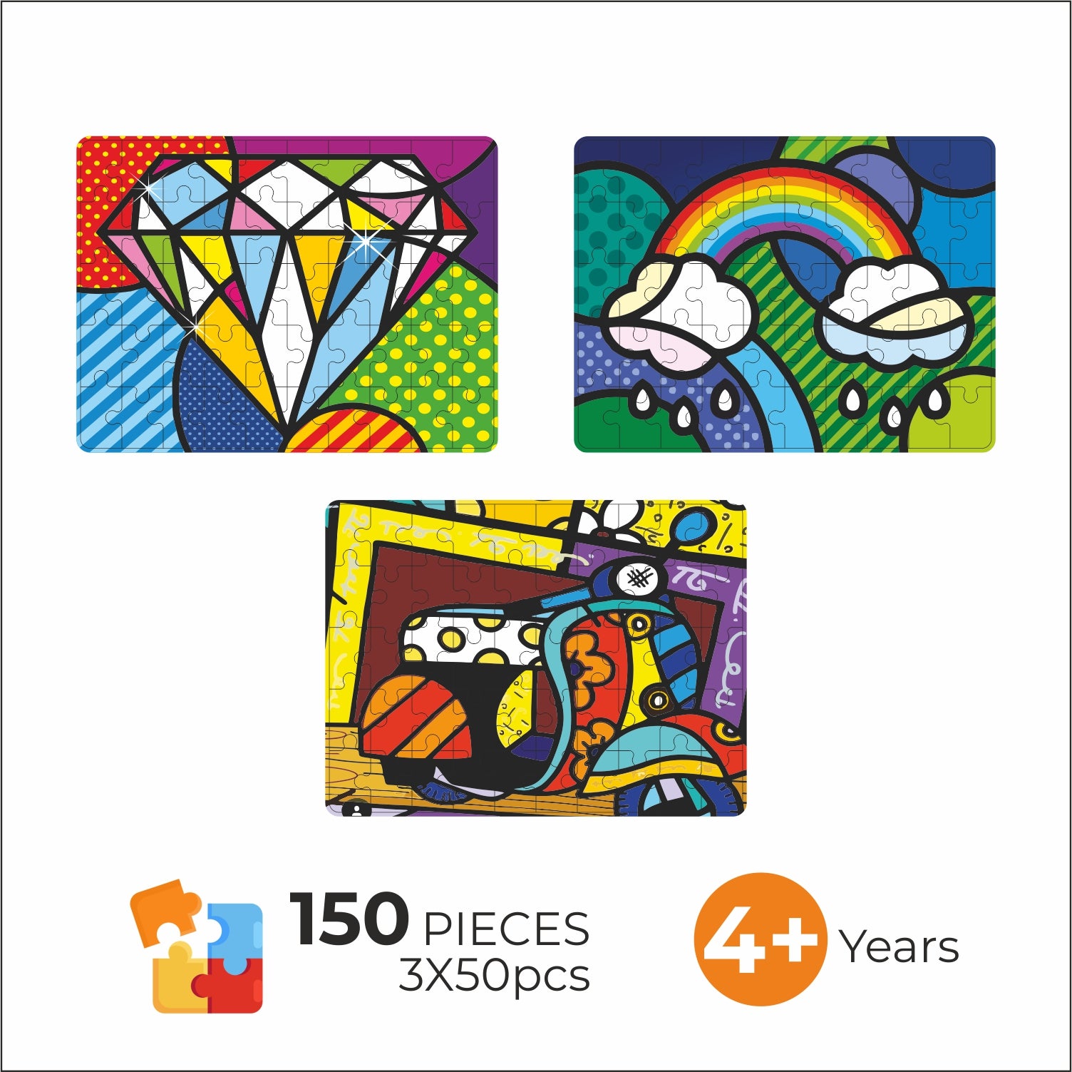 3 in 1 Jigsaw Puzzle Pop Art Abstract Theme