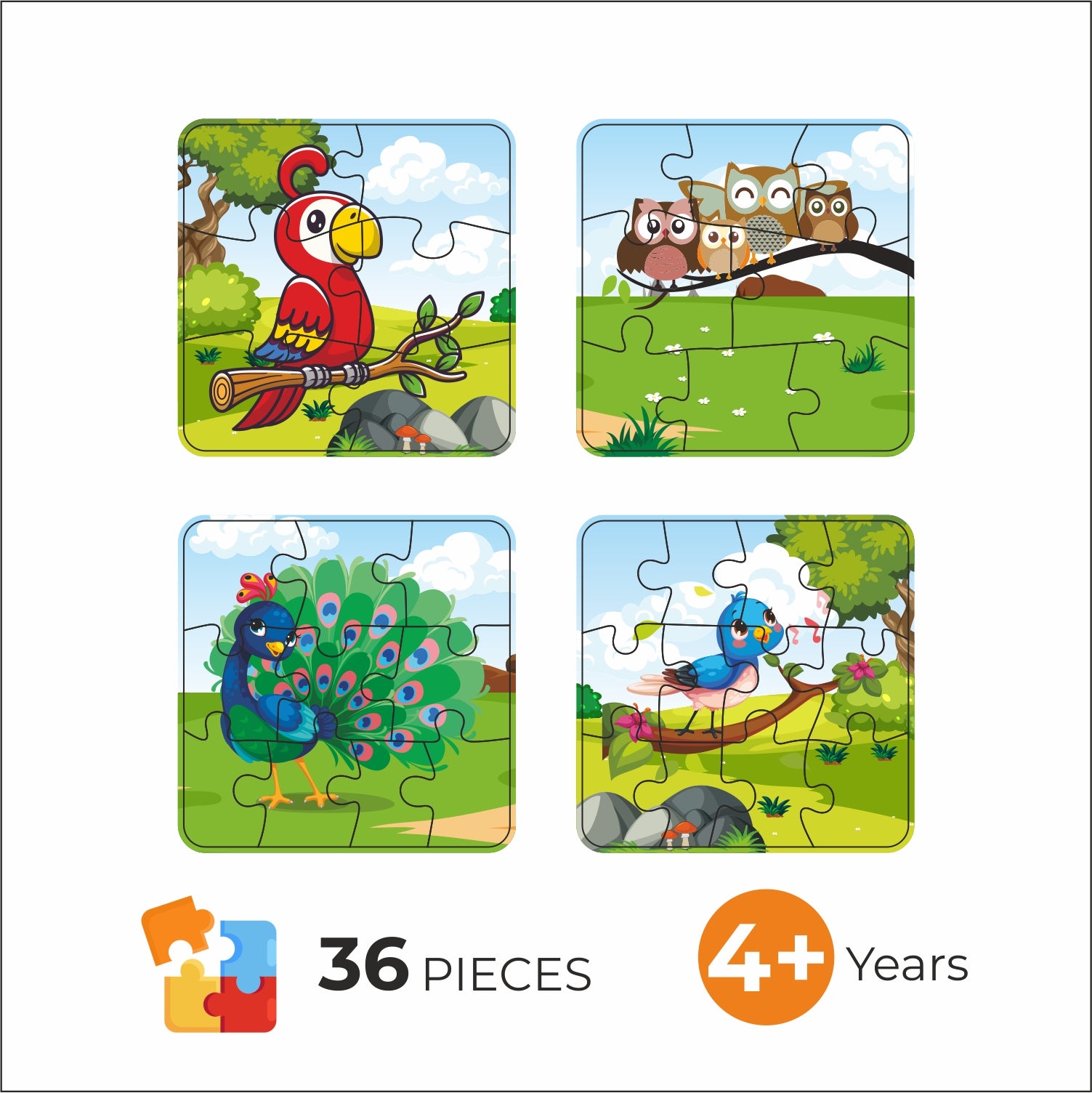 4 in 1 Bird Jigsaw Puzzle