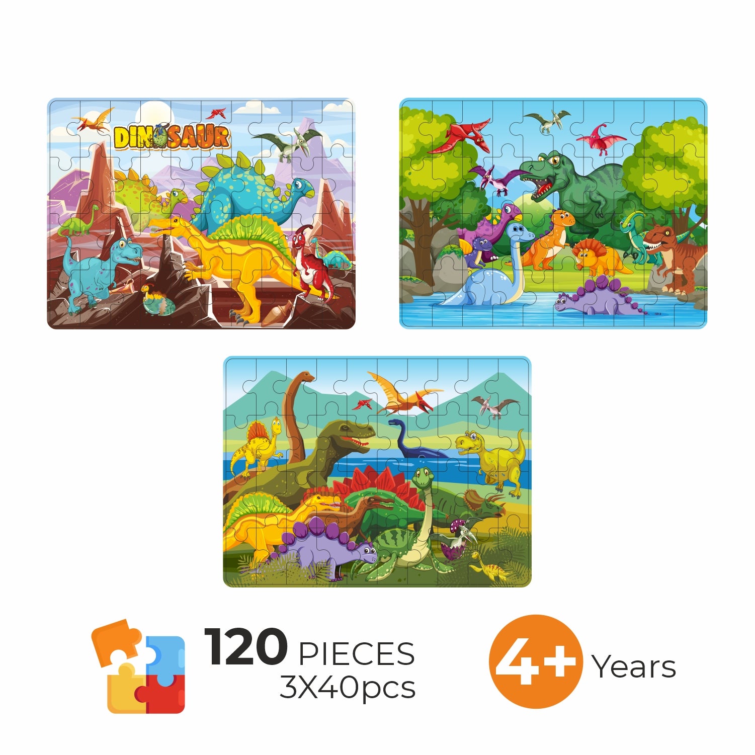 3 in 1 Jigsaw Puzzle Dinosaur