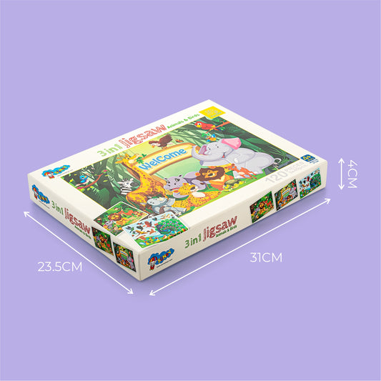 3 in 1 Jigsaw Puzzle Animals and Birds