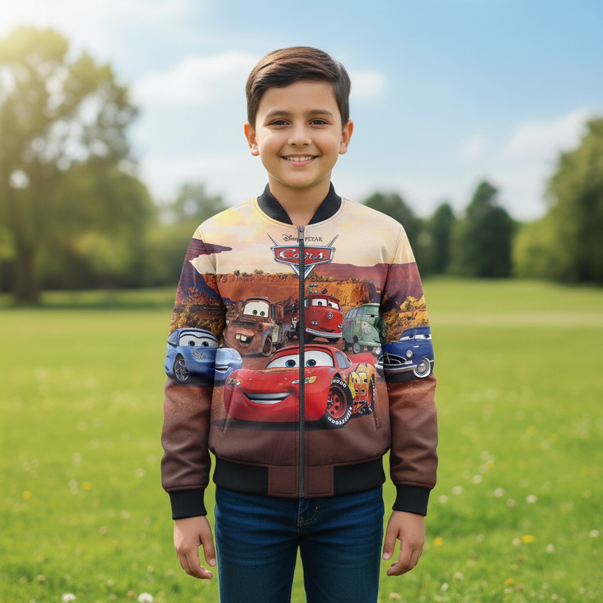 Cars AOP Kids Bomber Jacket