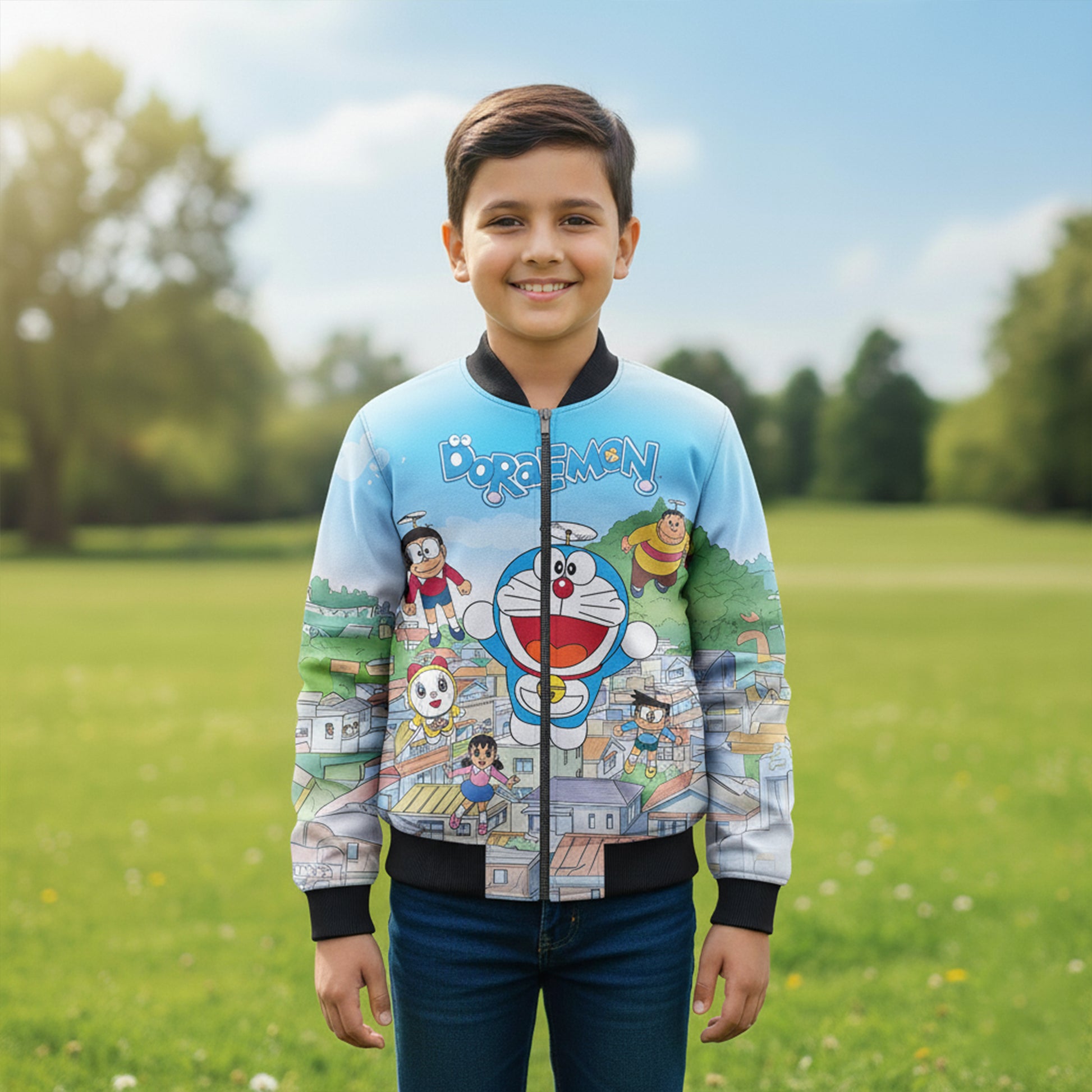 Doremon AOP Kids Bomber Jacket