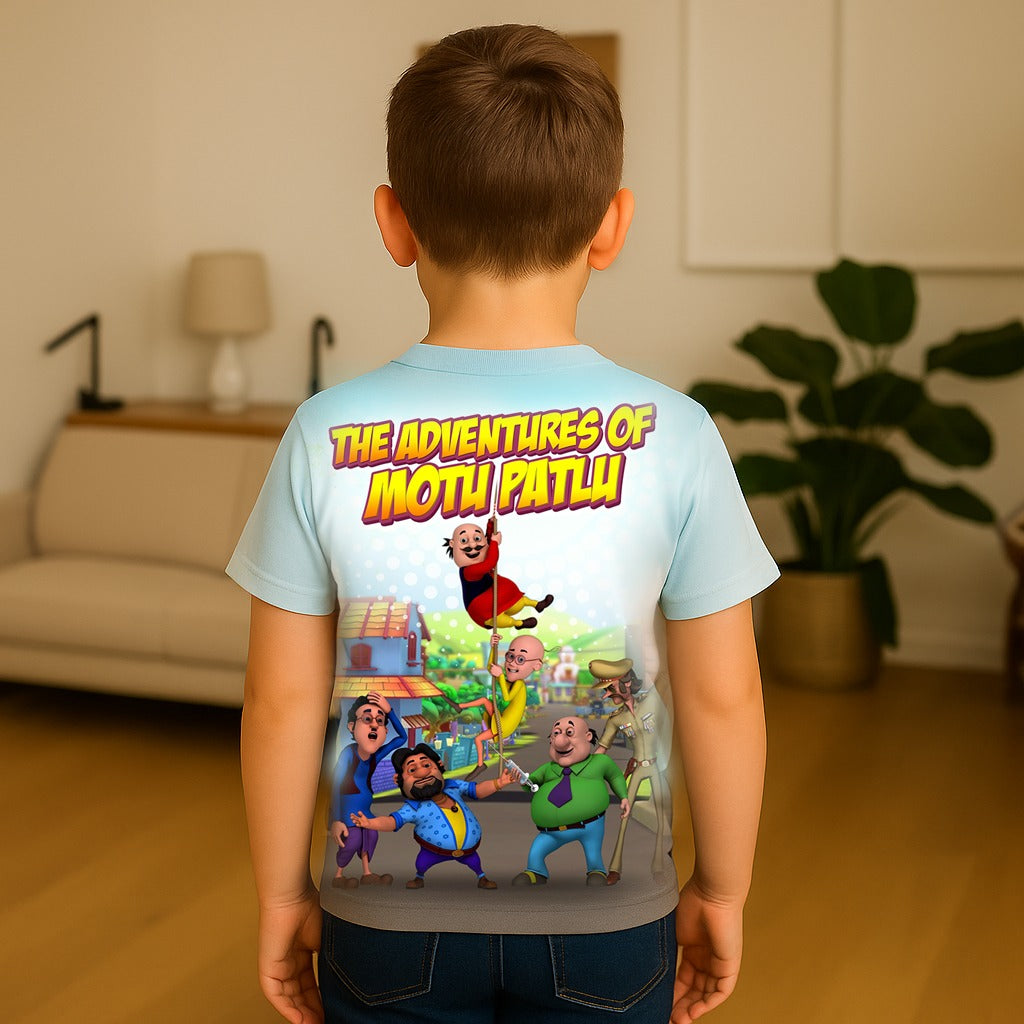 Motu Patlu Kids AOP Sports T-Shirt